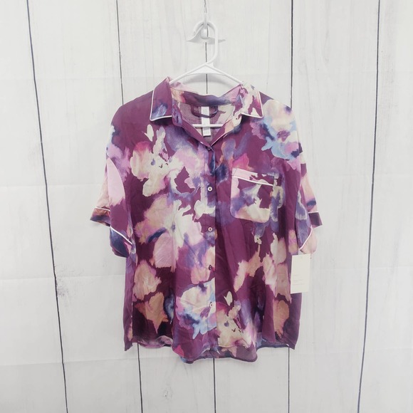 Above Stars New With Tag Light Weight Buttoned Front Short Sleeve Sleep Shirt - Picture 3 of 5